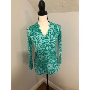 Lilly Pulitzer Long-Sleeve Joycee Shorely Blue Toucan Tango Top - Size Extra SM